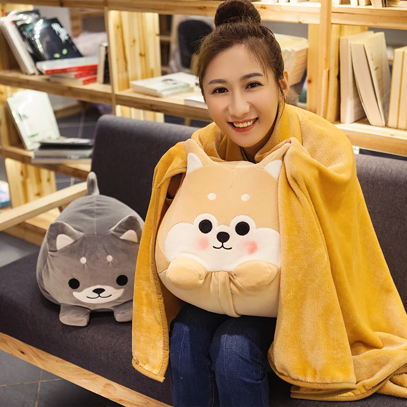 

candice guo! cute plush toy cartoon papa shiba dog rabbit bunny soft cushion blanket creative birthday Christmas gift 1pc