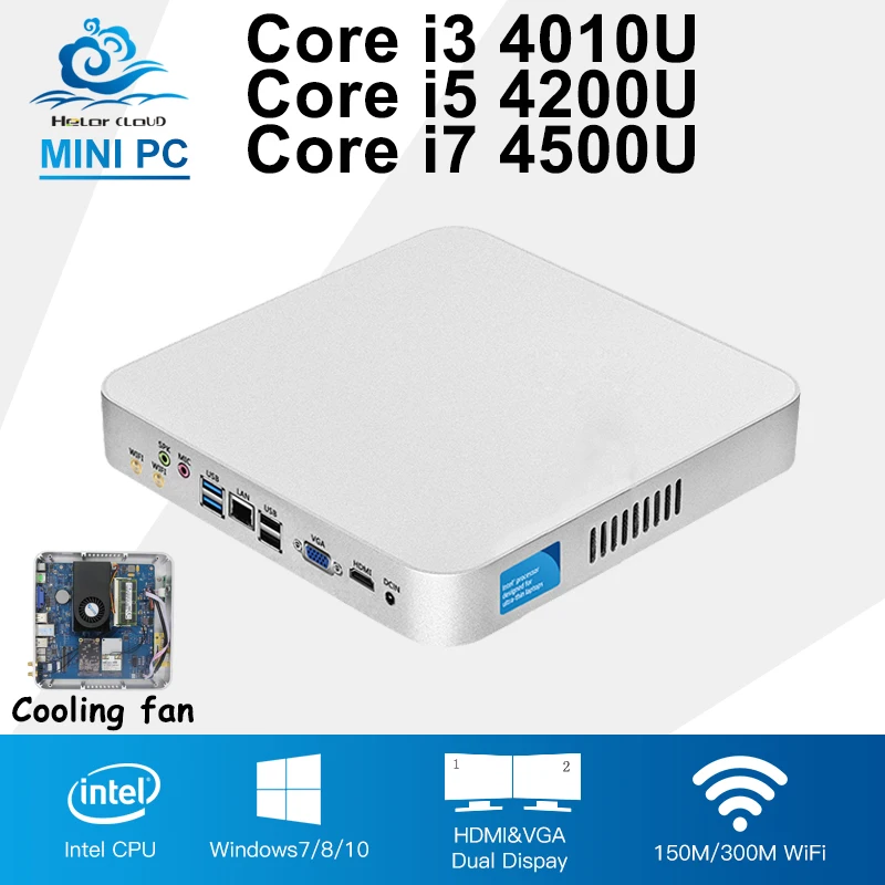 

Intel Core i5 4200U Mini PC Barebone Win 10 Cooling Fan Mini Computer Desktop i3 4010U i7 4500U Computador HD Graphics HTPC HDMI