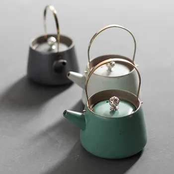 

210ML retro Pot pottery teapot kung fu tea set Pu'er pot Japanese ceramic kettle Flower Tea Kettles Home Drinkware Teapots Gift