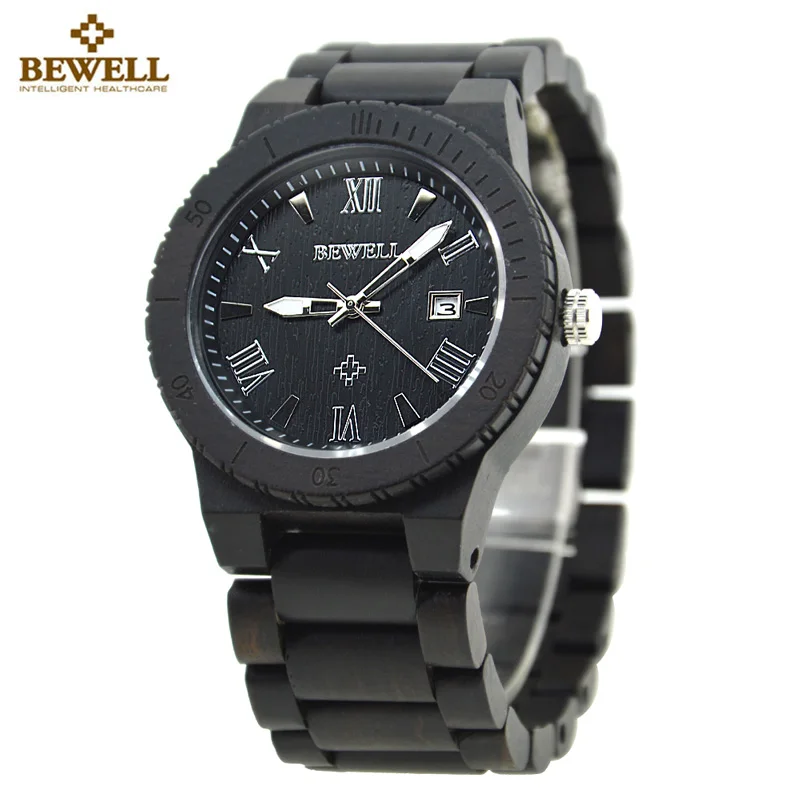 

BEWELL Watch Men Auto Date Wristwatch Men's Quartz Watch Top Luxury Business Watches Men Wood Watch with Paper Box Man relogio