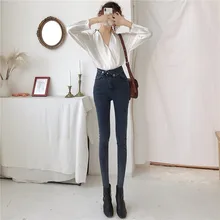 Ins модные мягкие джинсовые джинсы для женщин с высокой талией Эластичные Обтягивающие джинсовые узкие брюки длинные женские брюки джинсы бойфренд