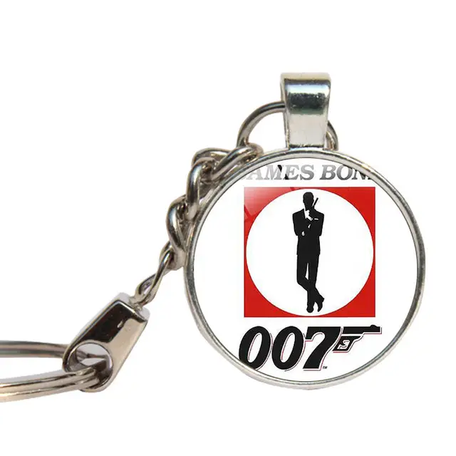 James Bond 007 Movie Keychain Glass Cabochon Gifts For Men Key Ring