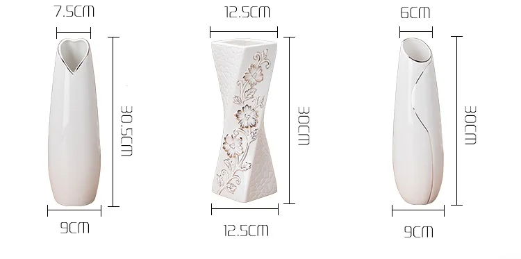 30cm Porcelain Vase Handmade Handicrafts Fashion Ceramic Tabletop Flower Vase Study Hallway Home Wedding Decoration 6