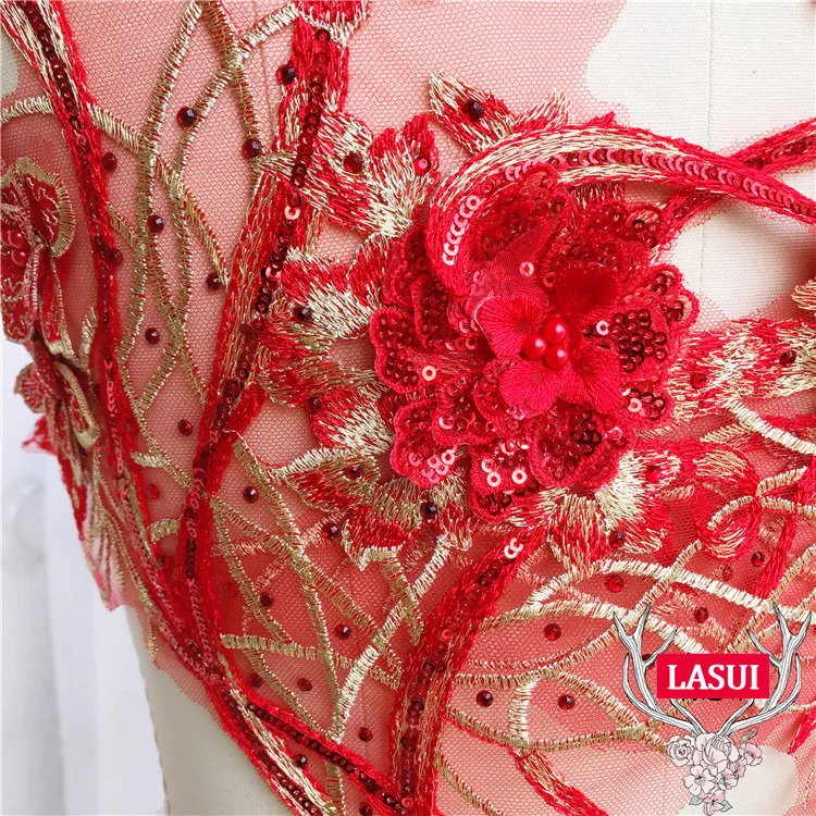 LASUI 36*39 см высокого качества 4 цвета 3D Цветы из бисера, аппликации из кружева с пайетками Diy вечернее платье аксессуары ручной работы 0269