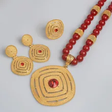 Ожерелье, серьги, кольцо, черный, красный, зеленый, бусина, эфир для женщин, африканские четки, свадебные в эритрейском стиле цепочка-украшение подарки# J0754