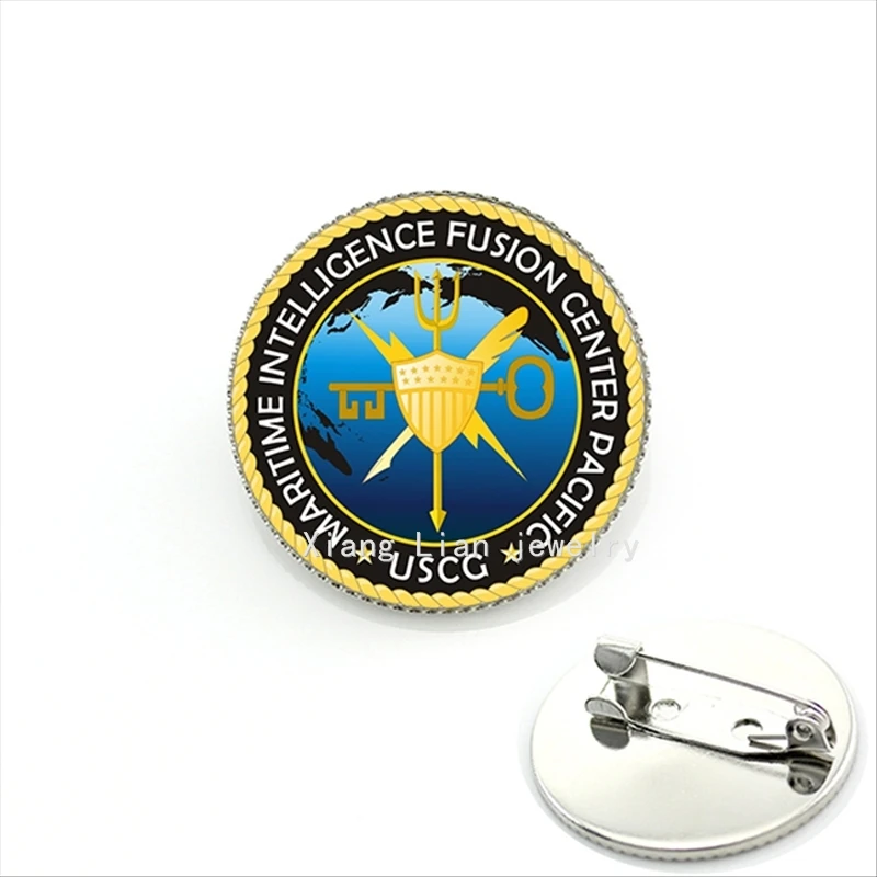 

Limited New Fashion silver plated military brooch Maritime Intelligence Fusion Center Pacific Uscg picture men jewelry MI022