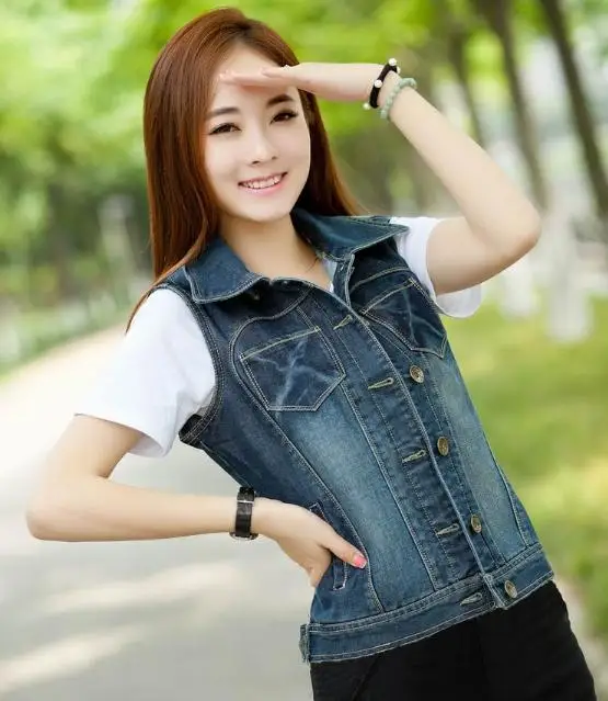 women's plus size denim vests