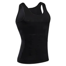 Fino Espartilho Shapers Do Corpo Dos Homens Plus Size Compressão Undershirts Sólidos Sexy Trainer Shapewears Barriga Cintura Queima Regatas 40% Y
