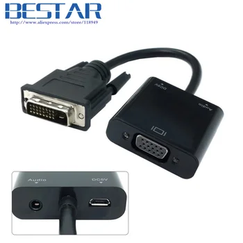 

DVI Input to VGA Output Video adapter with 3.5mm Audio& USB Power Port For Projector Monitor dvi vga adapter connector converter