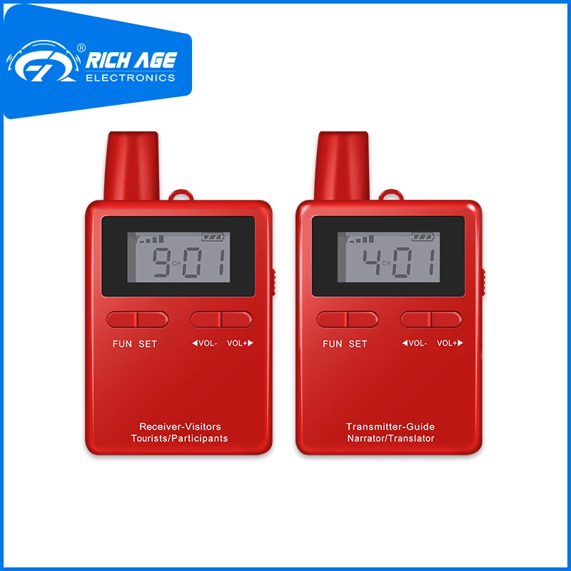 

RichiTek digital wireless earhang audio tour guide system Mini 1 Transmitter+1 Receiver For Museum With Condenser Microphone