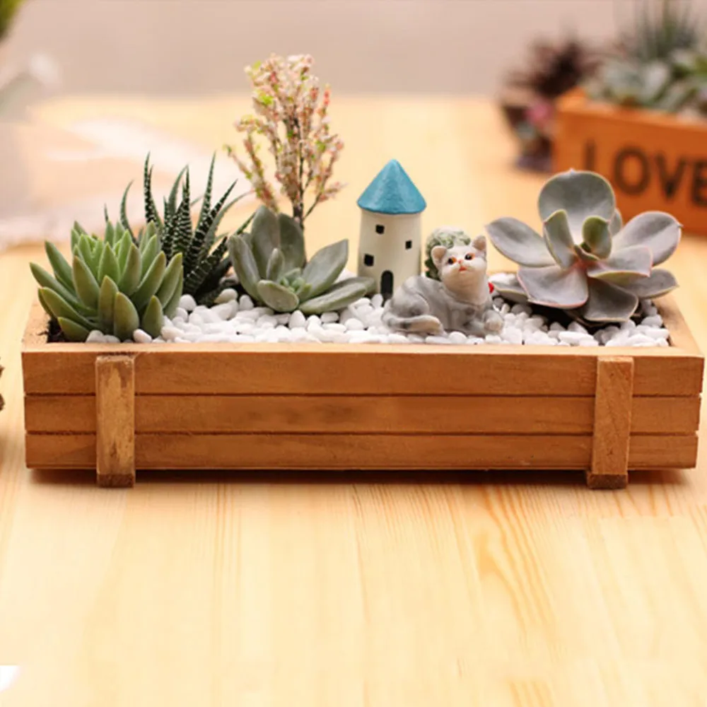 Flowerpot Landscape Garden Plant Antique Wooden Box Stool Rectangular Table Flowerpot Horticultural Equipment