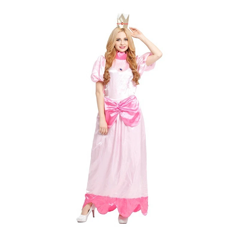 Envío Gratis, disfraz de princesa Peach para adulto, disfraz de fiesta de halloween para mujer, disfraz rosa de fantasía|peach costume|adult princess peach costumeprincess peach costume AliExpress
