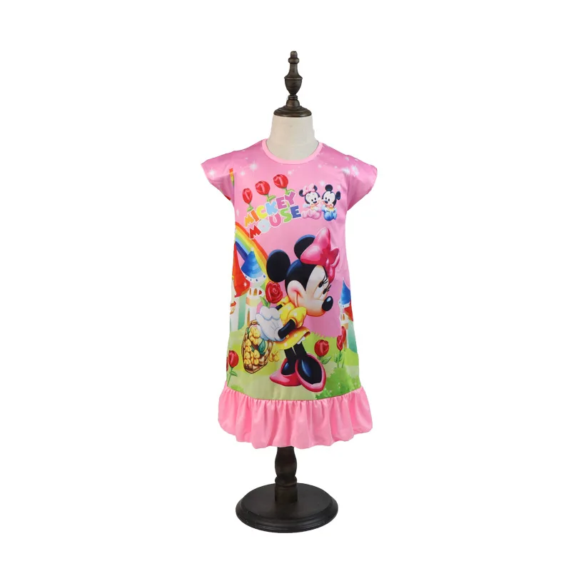 Детские пижамы с Минни и Микки Маусом летние платья пижамы для маленьких девочек хлопковая ночная рубашка принцессы для девочек домашняя одежда для девочек Sl - Цвет: Многоцветный