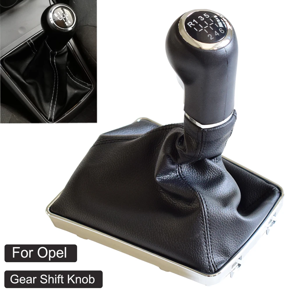 

Car Styling 5 6 Speed Gear Shift Stick Knob HandBall With Gaiter Boot Leather Cover For VAUXHALL OPEL ASTRA III H 1.6 2004-2010