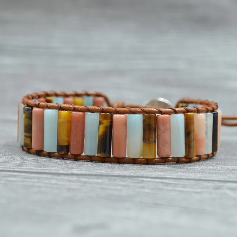 

NAPOLN Stone Bohemian Bracelet Luxury Leather Bracelet Women Tree Life Charm Handmade Wrap Bracelets Men Leather Dropshipping