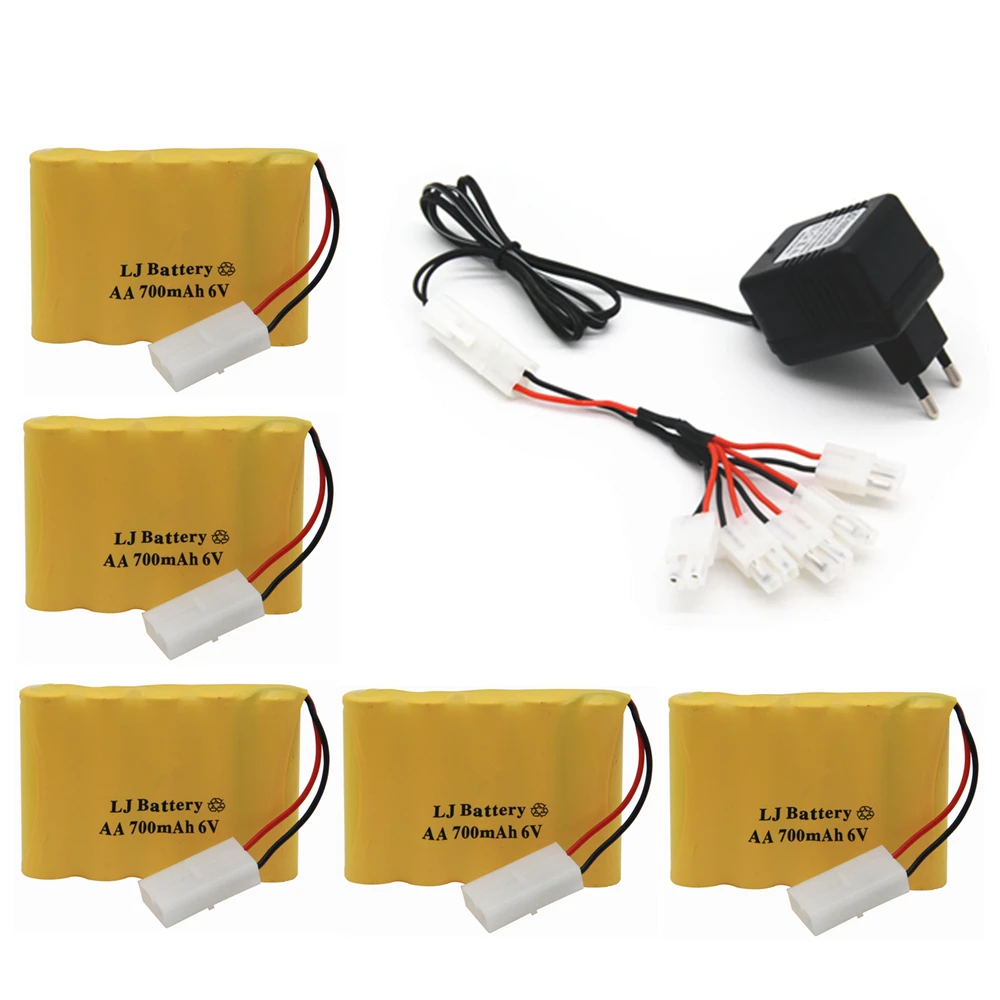 6 v 700 mah AA NI-CD аккумулятор с зарядным устройством большой емкости электрический игрушечный аккумулятор дистанционный автомобиль корабль Робот перезаряжаемый 6 v 700 mah - Цвет: 5pcs EU