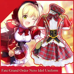 Аниме! Судьба/Grand для Nero Idol равномерное красивое платье Косплей Костюм клетчатая юбка наряд для женщин Бесплатная доставка