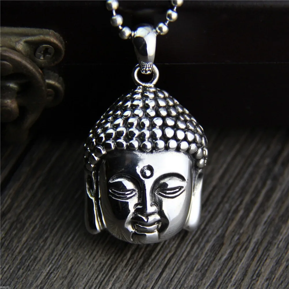 Кулон с головой Будды из настоящего серебра|buddha head pendant|real sterling silverbuddha pendant |