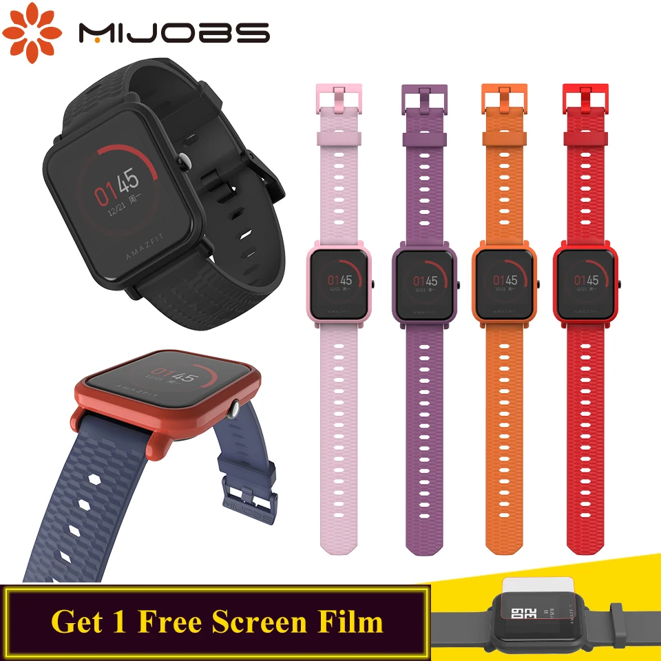 

Mijobs 20mm 22mm Sports Silicone Wrist Strap for Xiaomi Huami Amazfit Bip BIT PACE Youth Smart Watch Bracelet Wristband Correa