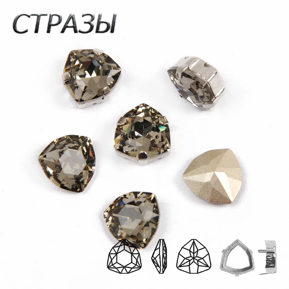 Black Diamond Fancy Stones Fat-Triangle Sewing Metal Base K9 Glass Rhinestones Crystal Point Back for Clothes Jewel Decoration Black Diamond Fancy Stones Fat-Triangle Sewing Metal Base K9 Glass Rhinestones Crystal Point Back for Clothes Jewel Decoration