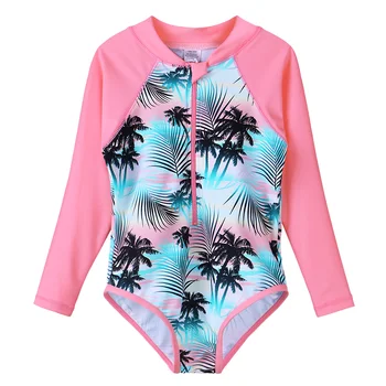 

BAOHULU Print Girls Swimwear Long Sleeve One Piece Children's Swimwear UV50+ Swimsuit Kids Sun Protection Bathing Suits Girl