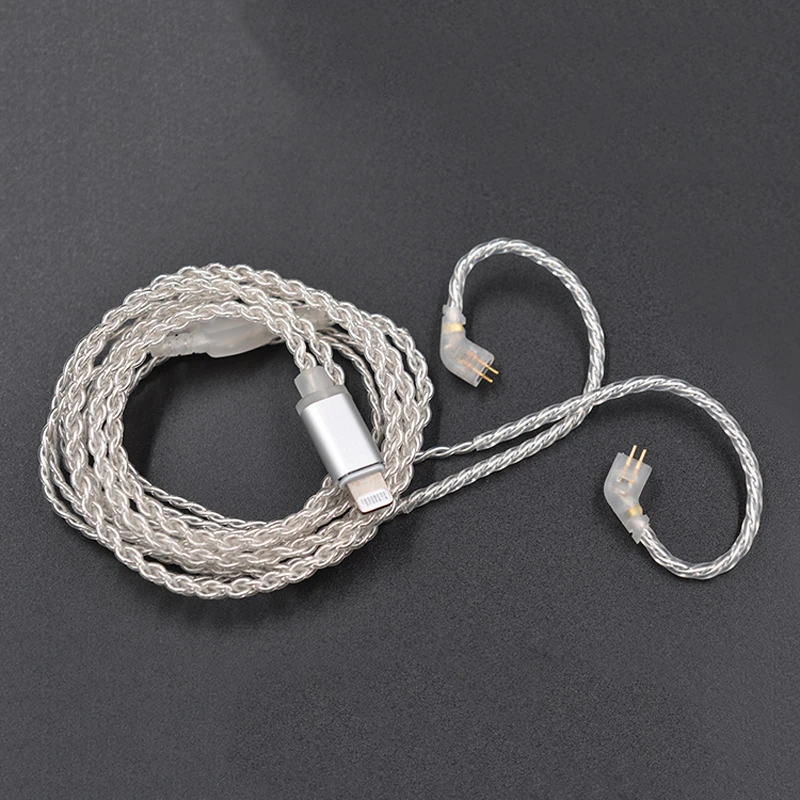 KZ MMCX for lightning Jack Silver Plated Upgrade Cable for KZ BA10 ZS10