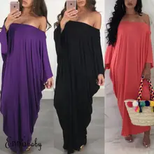 Женское летнее вечернее платье с открытыми плечами и длинным рукавом, Длинное Макси платье плюс