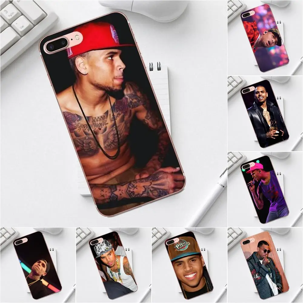 Чехол из ТПУ Qdowpz Singer Chris Brown для Galaxy Alpha Core Prime Note 4 5 8 S3 S4 S5 S6 S7 S8 S9 mini edge Plus | Мобильные