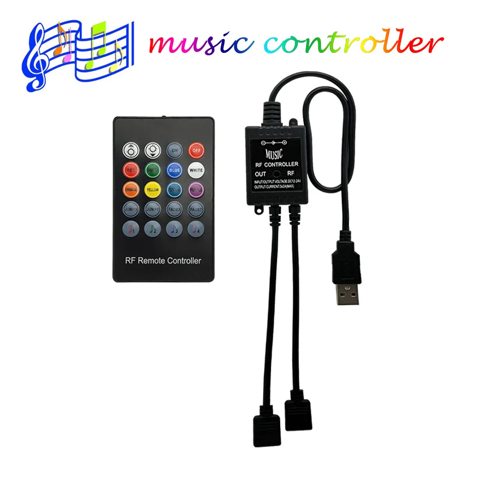 

20Keys USB Led RGB Controller DC 5V RF Music Sound Sensor Remote Controller for SMD 3528 5050 RGB LED Strip Lights