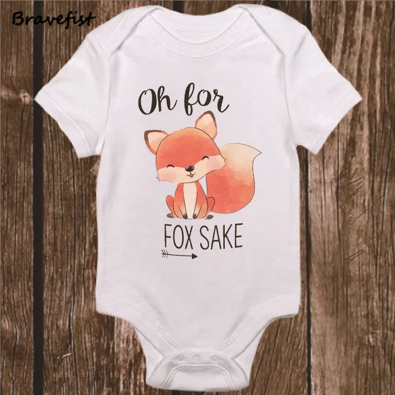 Летняя одежда для новорожденных боди для мальчиков и девочек о для Fox саке принт детская одежда 0-24Month прекрасные детские халаты одежда из полиэстера