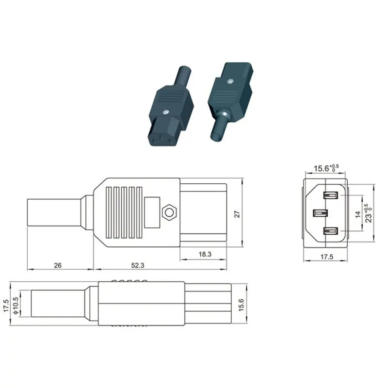 1 шт. IEC прямой Кабельный разъем C13 10A 250 В черный женский и штекер Rewirable разъем питания 3 Pin AC разъем