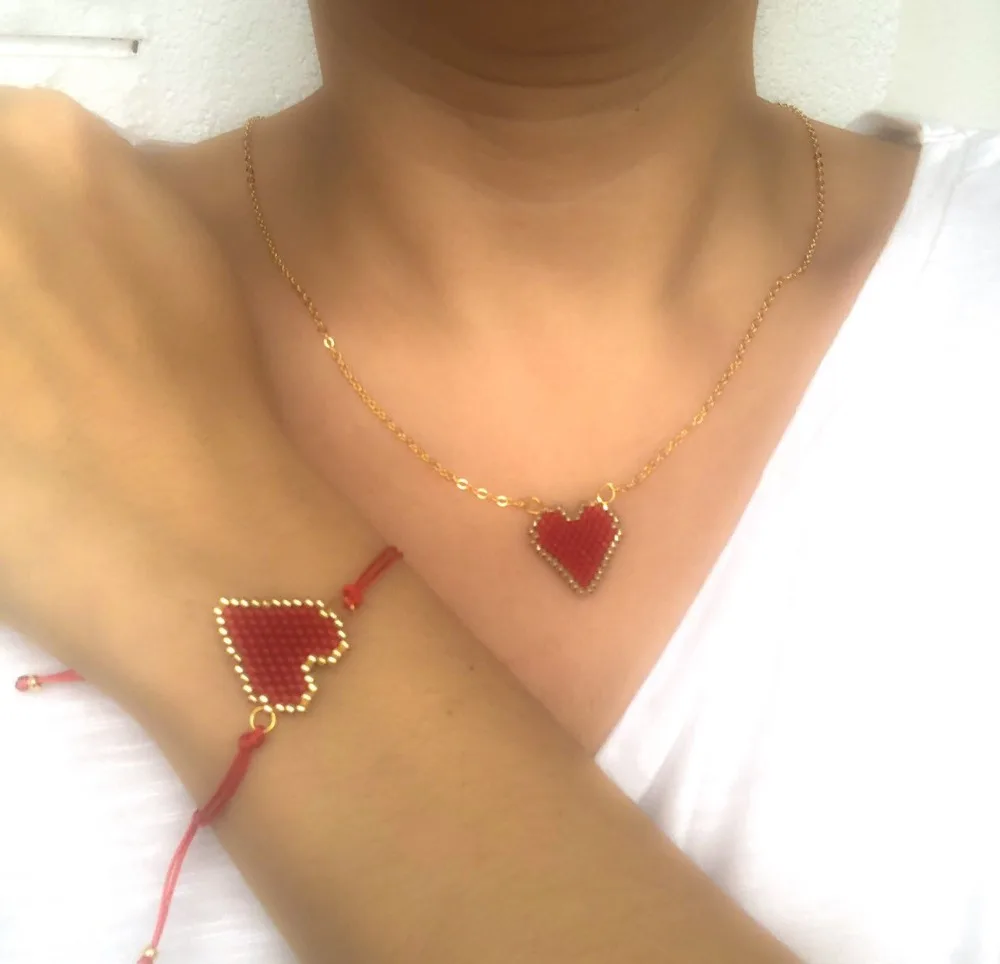 Go2boho MIYUKI браслет женские браслеты с красным сердцем серьги Бохо браслеты Любовь ювелирные изделия ожерелье Дружба ручной работы Bileklik