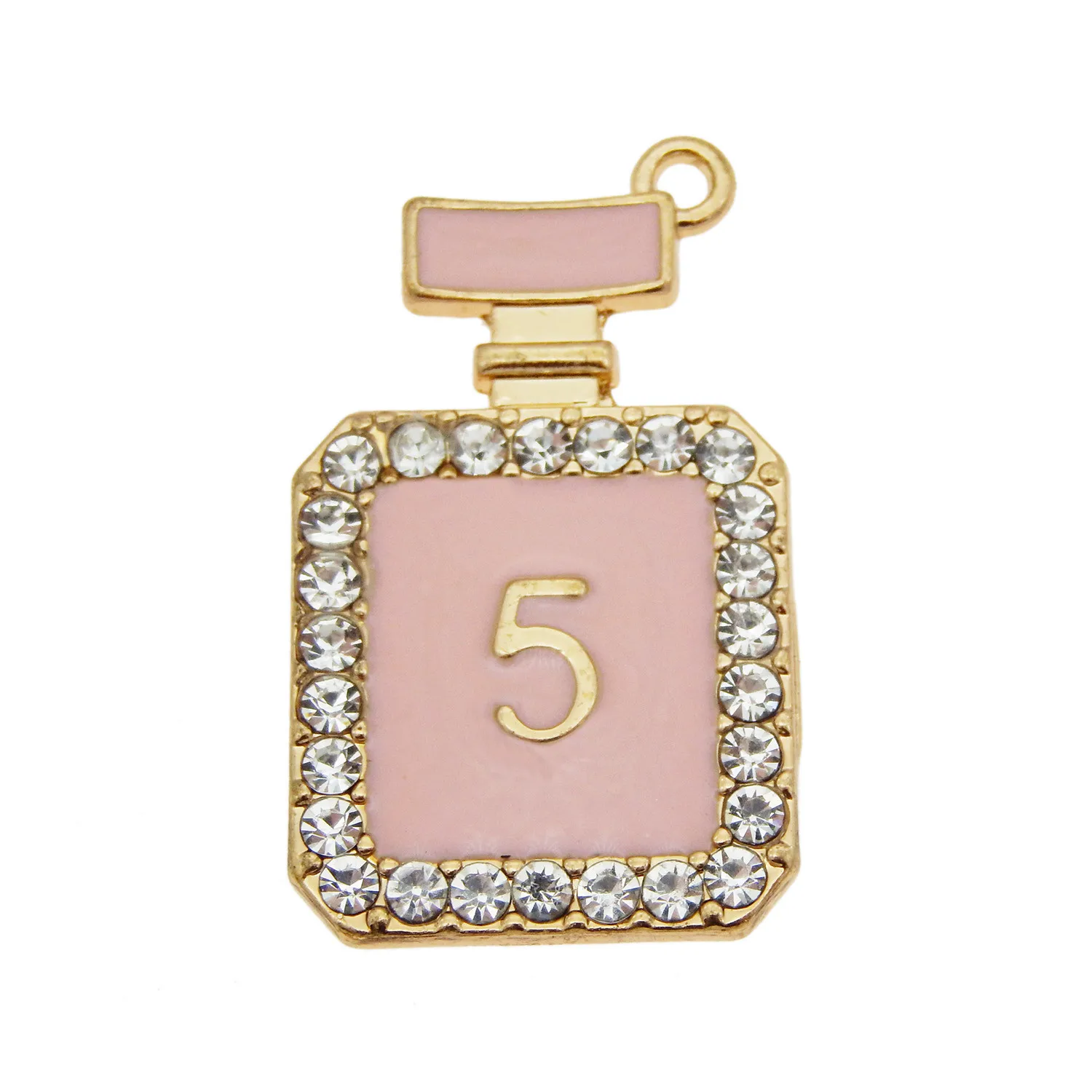 

Pendant 3pcs No.5 perfume bottle Shaped Charms Necklace Pendant Elegant Rose Gold Crystal Alloy Enamel Pendant Charms 29*17mm