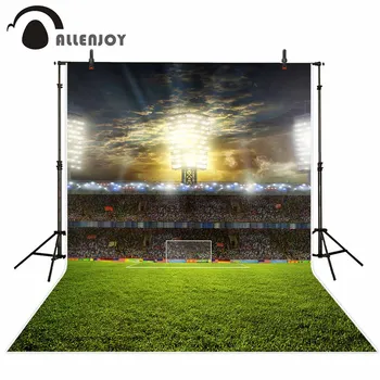 

Allenjoy sport background for photos football filed glitter grass sky backdrop photocall fantasy props customize