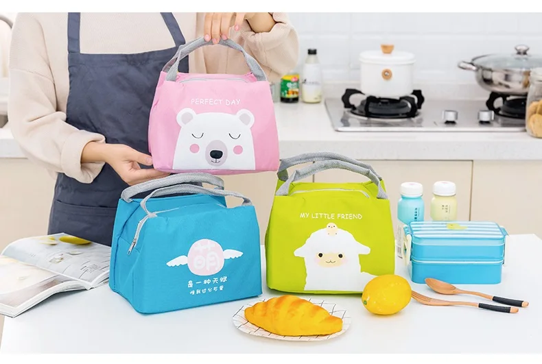 New Cute Animals Waterproof Lunch Bag Women Girls Student Lunch Box Thermo Bag Office School Picnic Cooler Bag Lancheira Termica