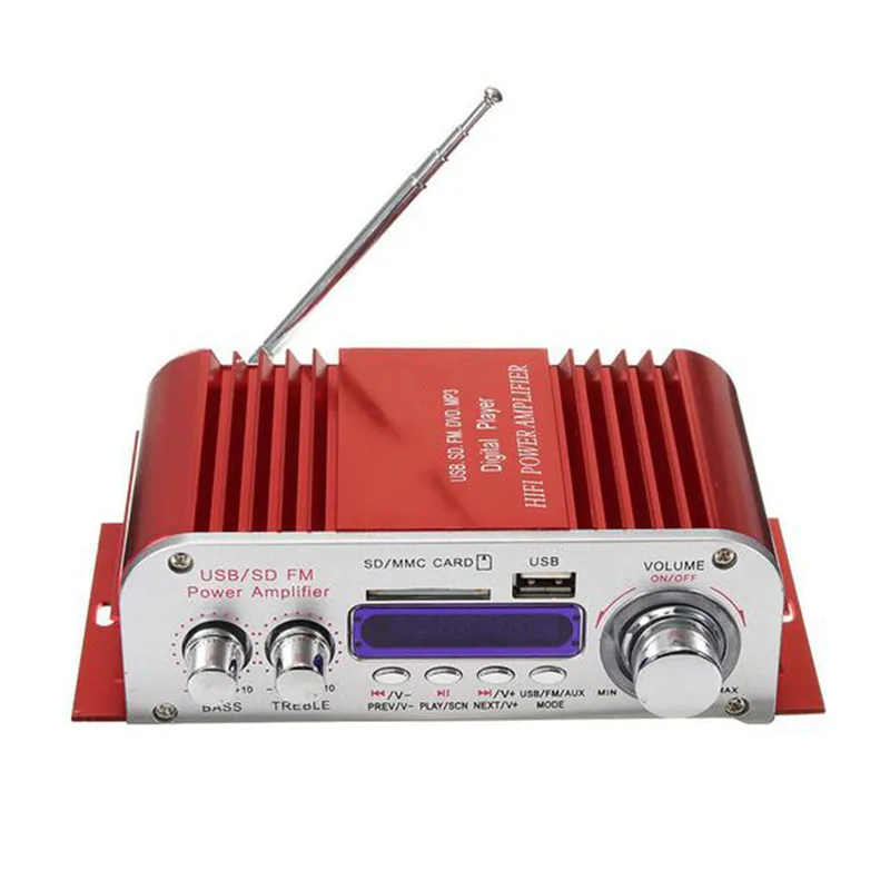 12V 2 канала Мощность Фул звук Smart мини усилитель HiFi Цифровой стерео дома для автомобилей и мотоциклов Мощность усилитель MP3 USB fm-радио SD