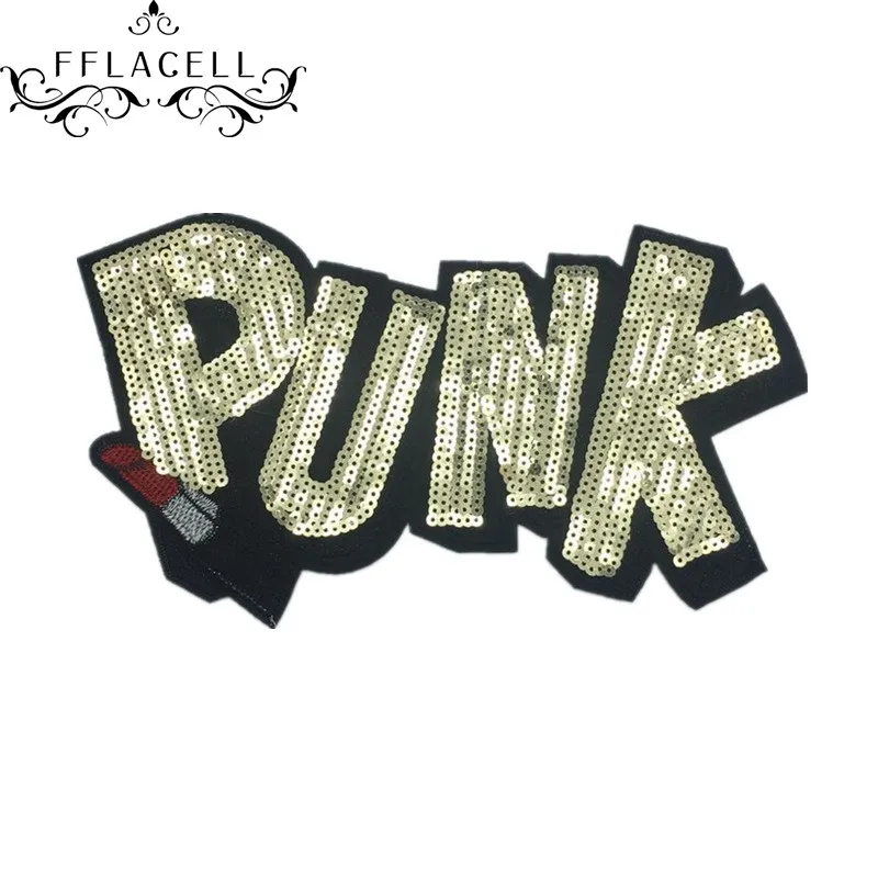 FFLACELL "PUNK" patches for clothing Sequined Patch Applique Sew on decoration fashion DIY ...
