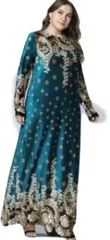 

2019 Plus Size Velvet Maxi Long Dresses Elegant Gold Stamping Floral Printing Muslim Dress 4XL AE260