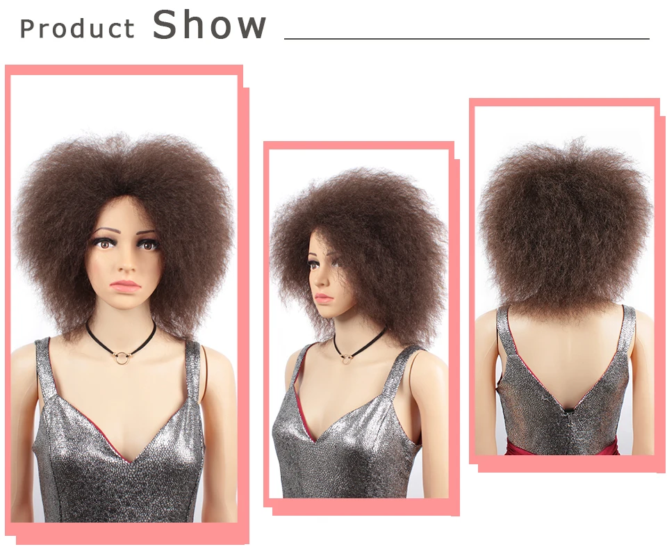 Leeven 6 дюймов афро кудрявый парик короткие волосы синтетические без Кружева передние парики для женщин черные пушистые волосы высокотемпературное волокно