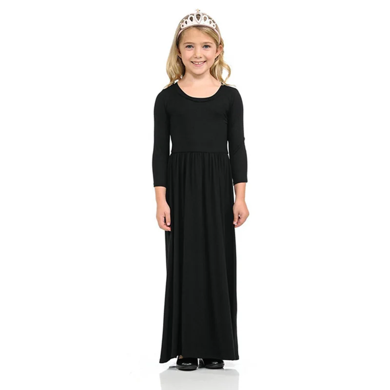 Детские праздничные платья принцессы для девочек детское однотонное длинное платье для девочек Повседневное платье хлопковая пляжная летняя одежда