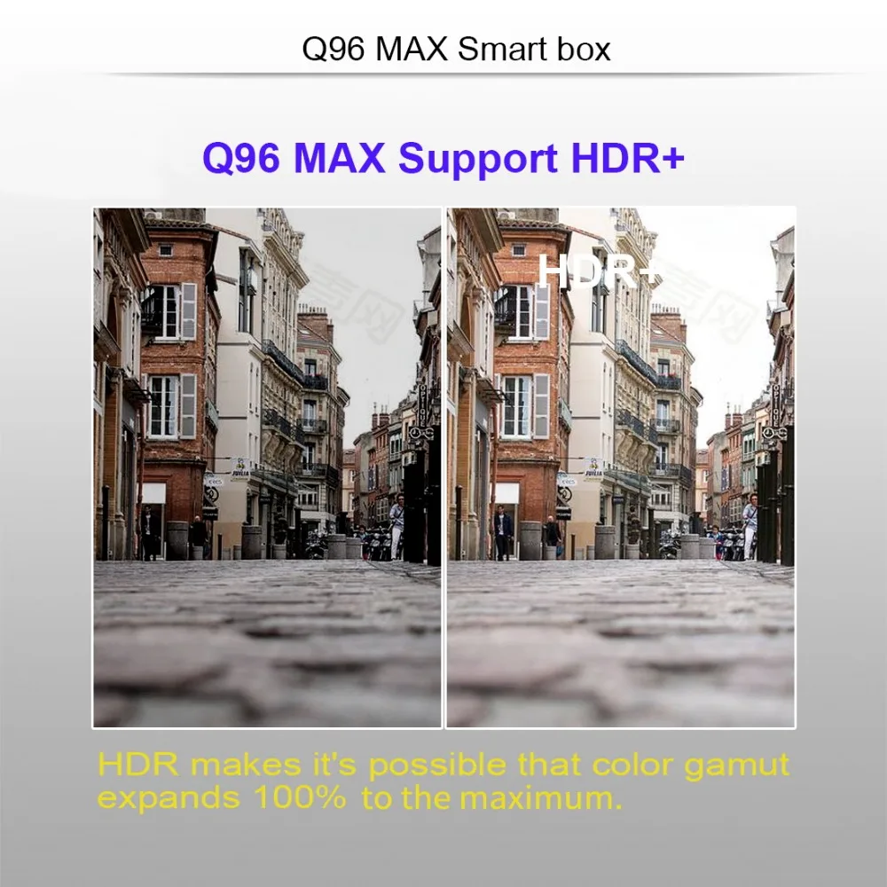 Android 9.0 smart set top box Q96MAX 32GB flash 4GB DDR III WIFI 2.4G Support SD HD Max 6K pixel 1 High speed USB 3.0