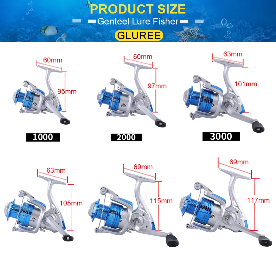 GLUREE Plating Fishing Spinning Reel Carp Fishing Reel CF1000~6000 10BB 5.21 Gilded Line Cup LeftRight Handle Saltwater Wheel (10)