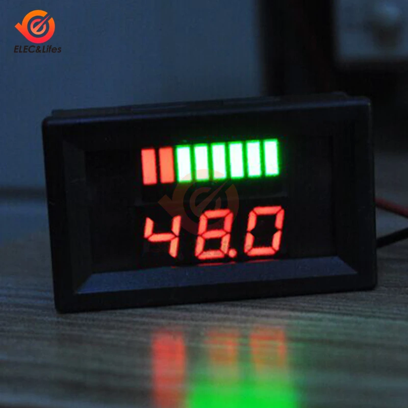 12V Car Lead Acid Battery Charge Level Indicator Battery Tester Lithium Battery Capacity Meter Dual LED Tester Digital Voltmeter