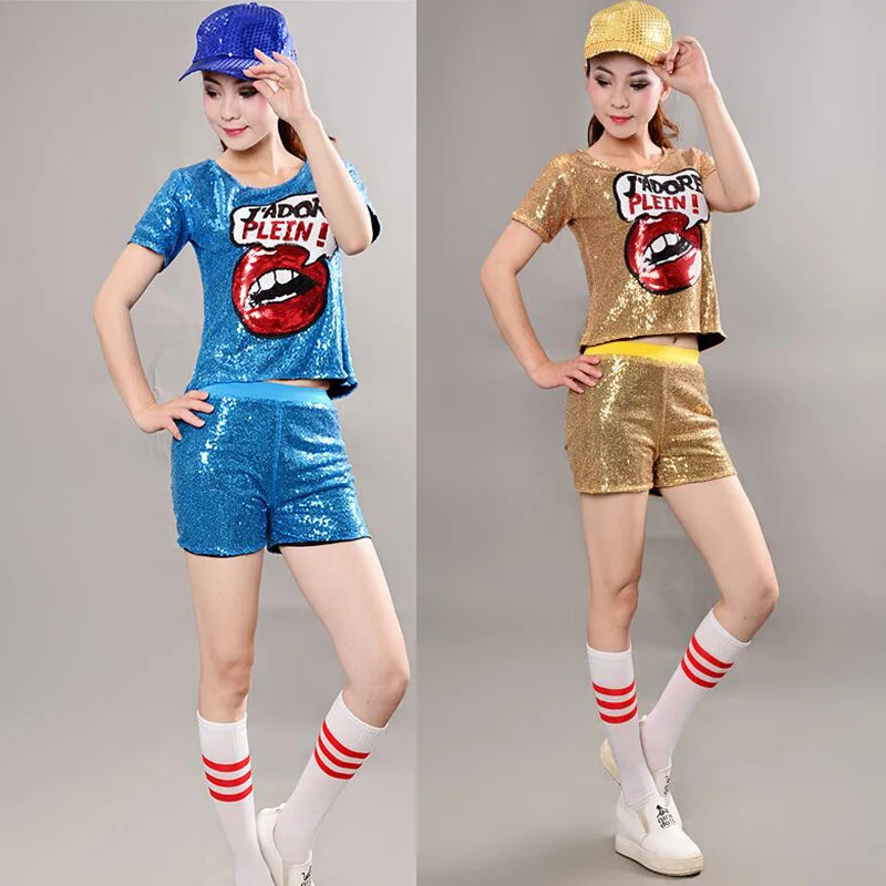 Девушки ночной клуб DS женщина джаз танец Костюмы костюмы для взрослых леди блестками Одежда для танцев топы + штаны хип-хоп куртка