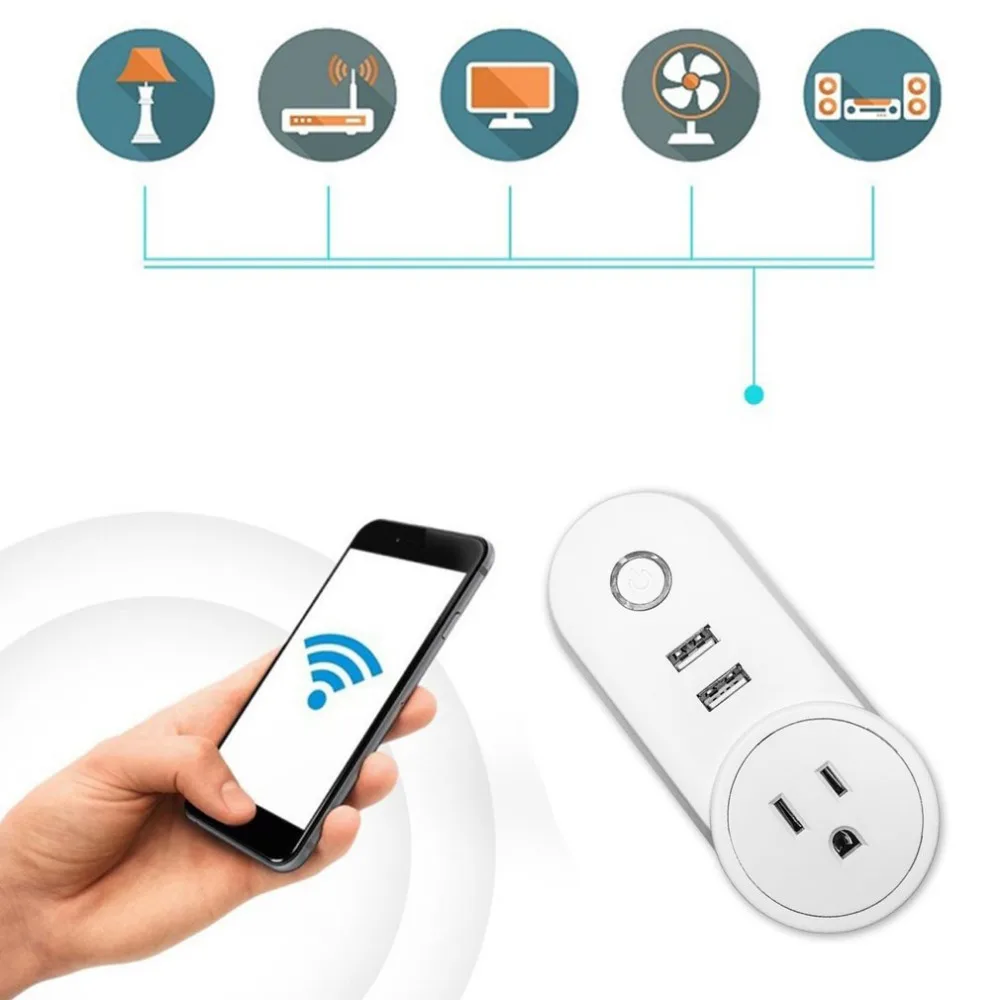 

Remote Control WiFi Smart Socket Outlet Wireless Timer Socket Home Adaptor with USB Ports US UK EU Plug