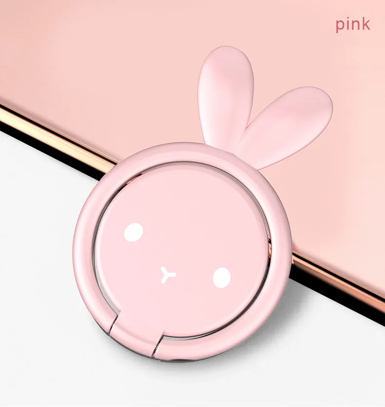 360 градусов вращающийся милый кролик палец кольцо Мобильный телефон Смартфон подставка держатель для iPhone X 6 7 8 плюс все смартфон - Цвет: rabbit pink