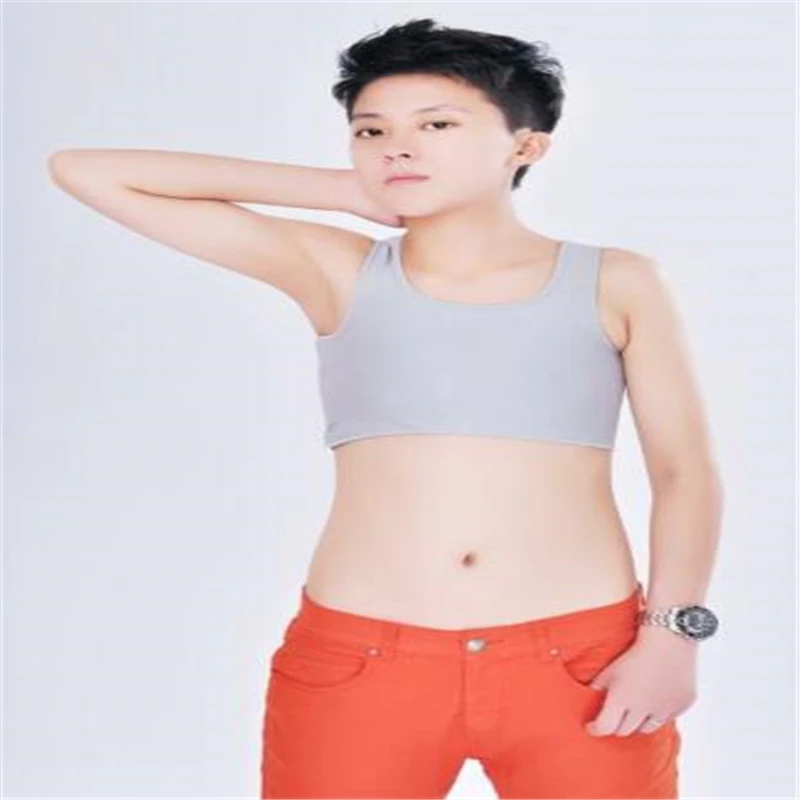 Лесбиянки Tomboy Повседневное с пряжкой Полуботинки в грудь бандаж Транс Body Shaper