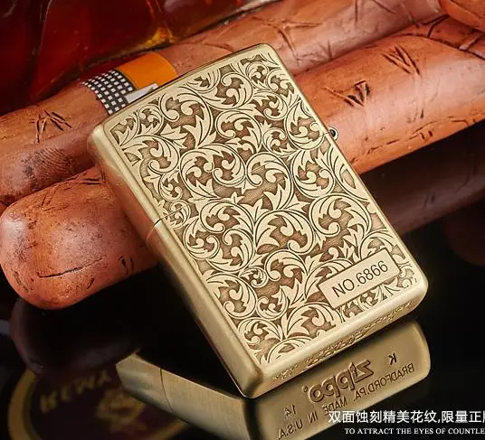 

Free shipping pure copper tang grass windproof lighters men Xinji no oily