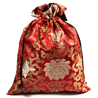 Роскошный цветок Шелковый шнурок мешок для обуви дорожная сумка Высокое качество китайская парча мешок для пыли сумки для обуви подарочные сумки 10 шт./лот - Цвет: Красный