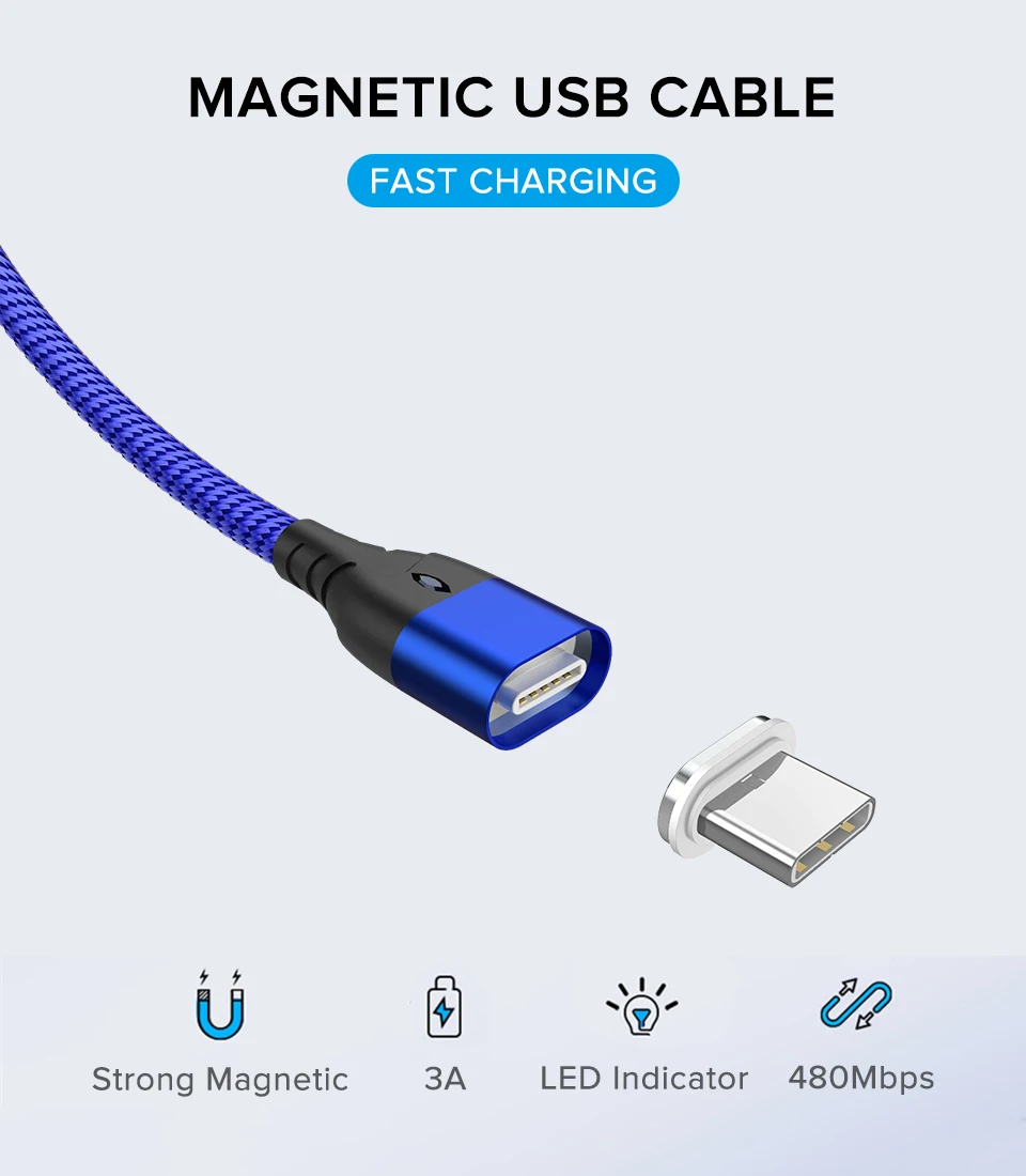 Магнитный кабель Venroii type C USB шнур для телефона 3A Быстрая зарядка USBC Cabo для samsung S10 S9 S8 Redmi K20 Pro Micro charger Kable